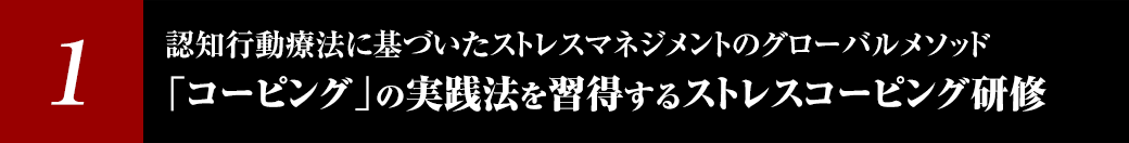 1.認知行動療法に基づいたストレスマネジメントのグローバルメソッド「コーピング」の実践法を習得するストレスコーピング研修